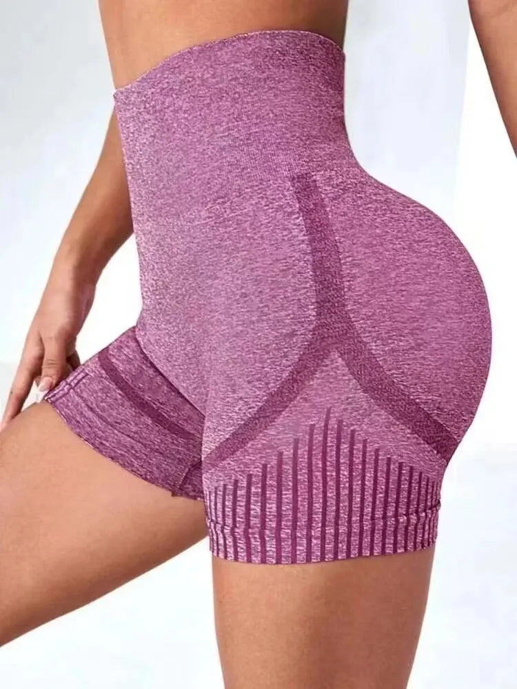 Shorts de Yoga Femininos Que Levantam o Bumbum - Shorts de Treino Sem Costura de Cintura Alta para Academia e Fitness