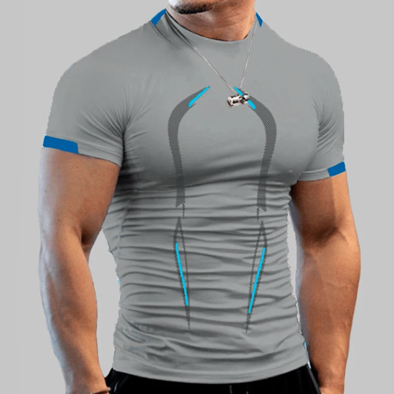 Camiseta de Compressão Masculina - Camisa de Treino de Secagem Rápida (Manga Curta Rash Guard)