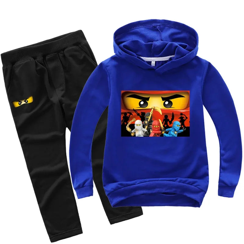 Roupas Infantis Meninos de 2 a 13 Anos Primavera Outono Conjuntos de Roupas Infantis Moletons Calças Conjunto de 2 Peças Agasalho Anime Casaco