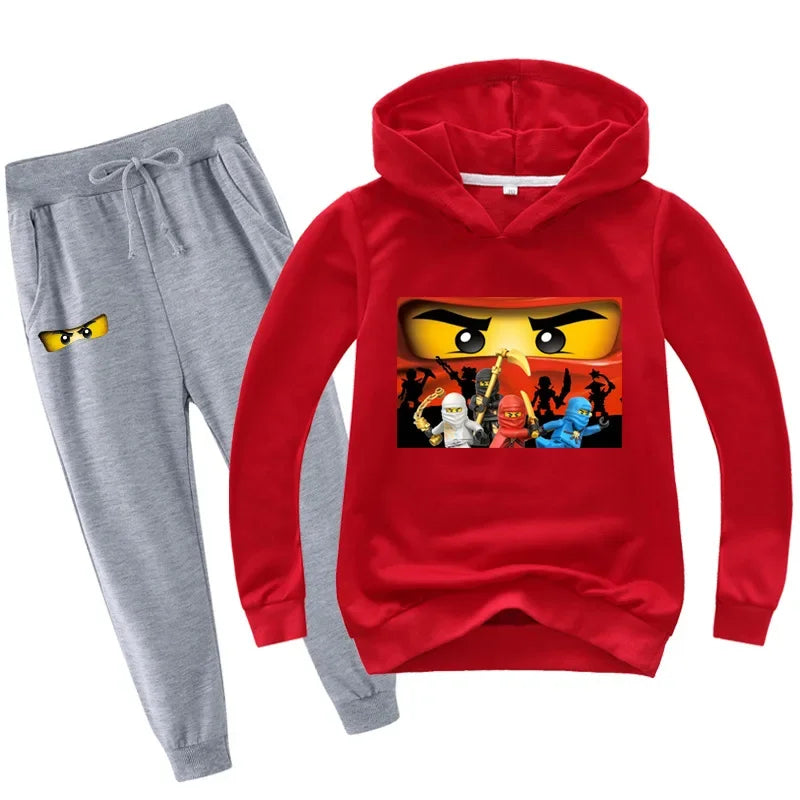 Roupas Infantis Meninos de 2 a 13 Anos Primavera Outono Conjuntos de Roupas Infantis Moletons Calças Conjunto de 2 Peças Agasalho Anime Casaco
