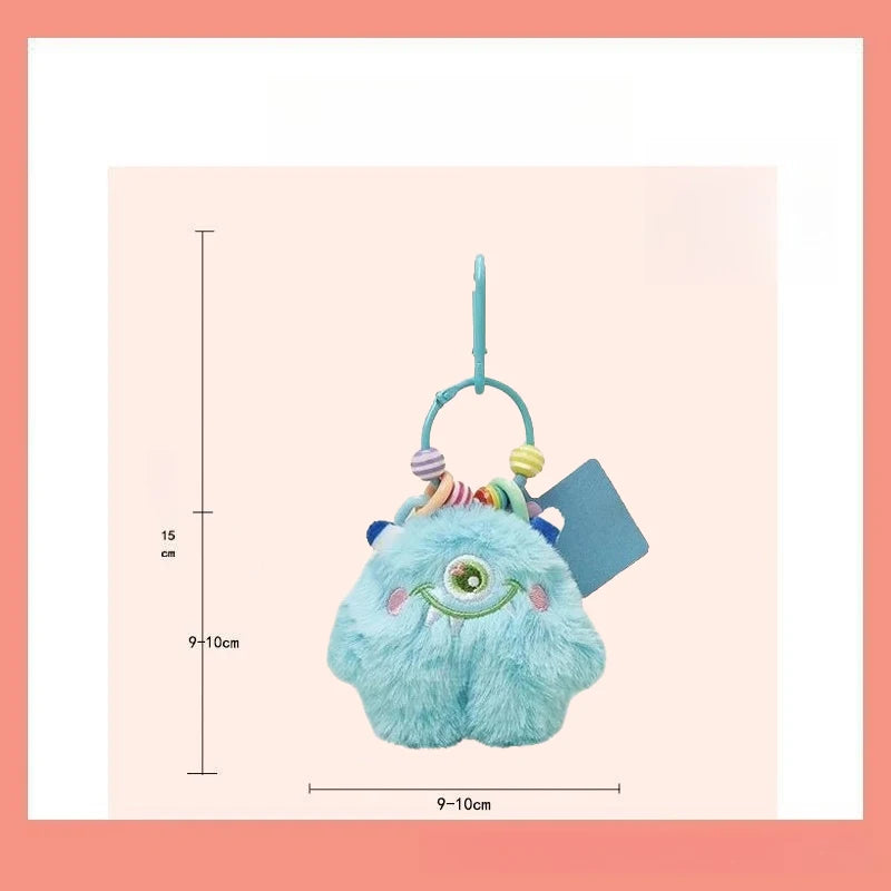 Chaveiro de pelúcia de monstro com corrente colorida, pingente criativo para bolsa ou mochila, presente fofo para crianças, mulheres e homens.
