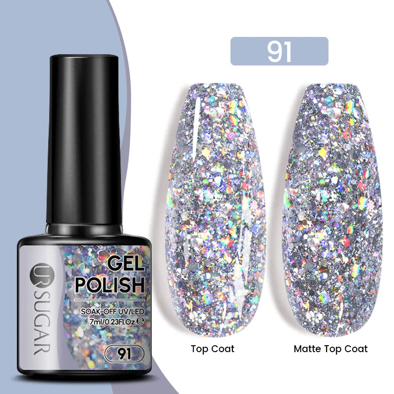 Glitter Gel Nail Polish – Semi-Permanent UV LED Gel with Sparkling Shimmer Finish