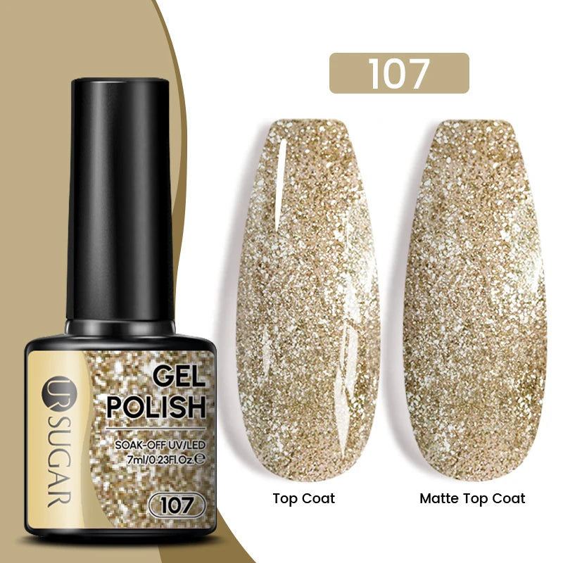 Glitter Gel Nail Polish – Semi-Permanent UV LED Gel with Sparkling Shimmer Finish