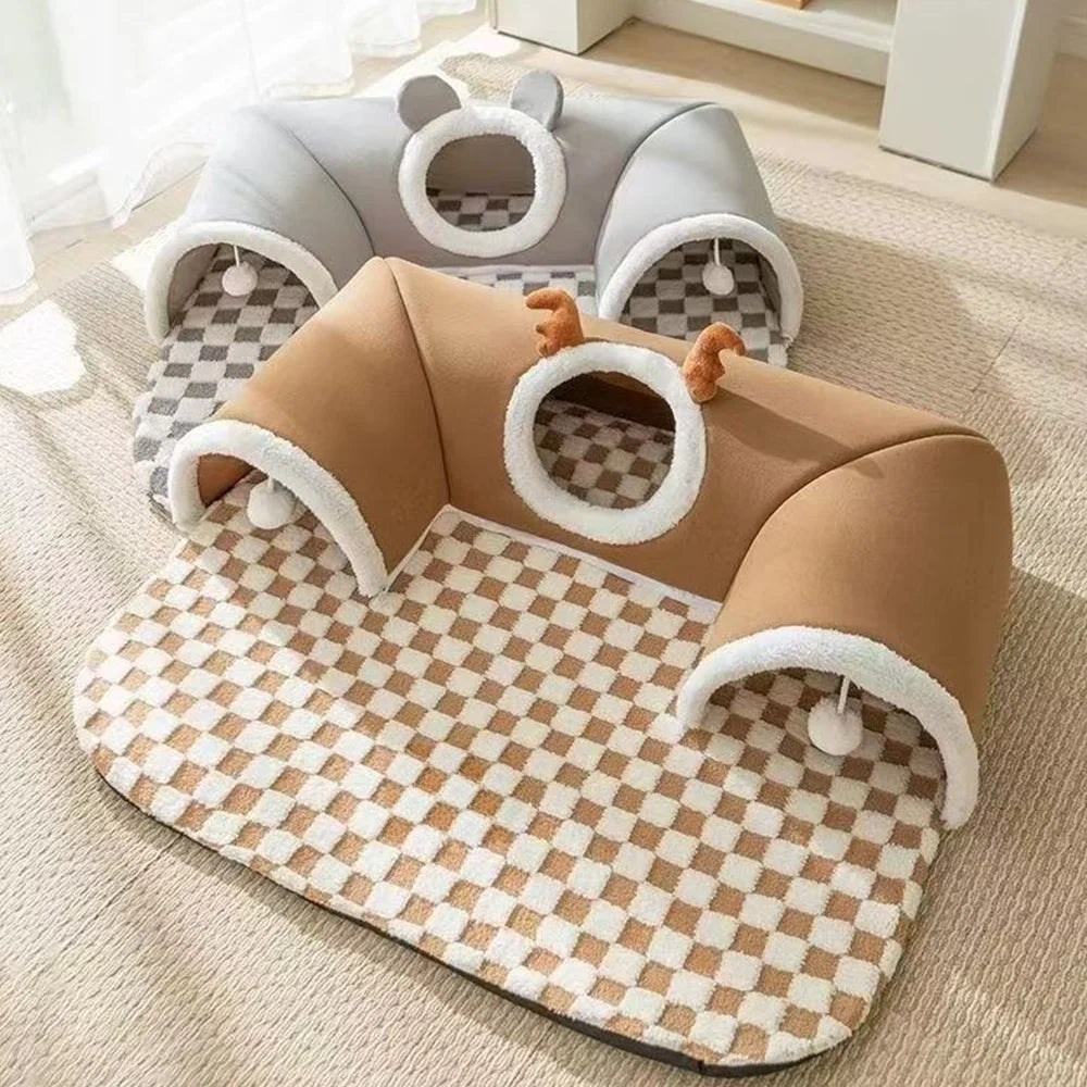 Cama-túnel para gatos – Tubo de brincar espaçoso e dobrável com design durável.