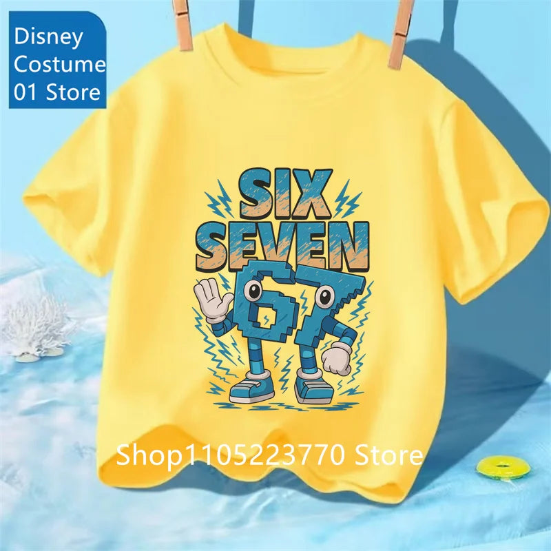 Cartoon Print Kids T-Shirt – Cute Short Sleeve Casual Tee for Boys & Girls