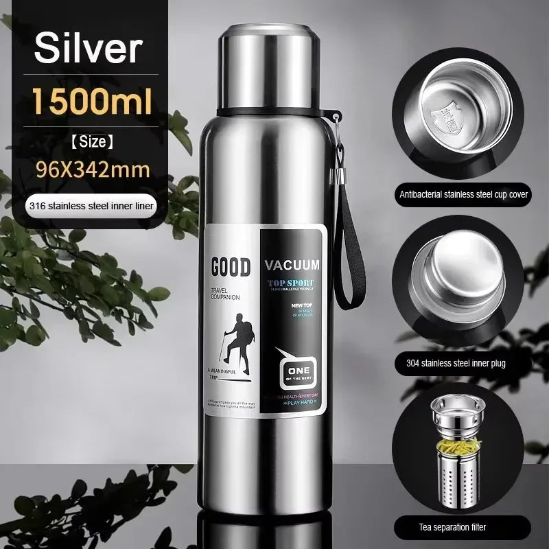 Garrafa Térmica Grande Isolada em Aço Inoxidável - 600ml-2000ml