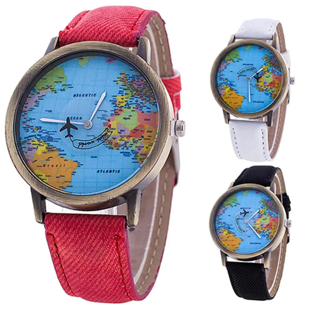 🌍 WEAR THE WORLD! Vintage Denim World Map Watch - Geography on Your Wrist ⌚