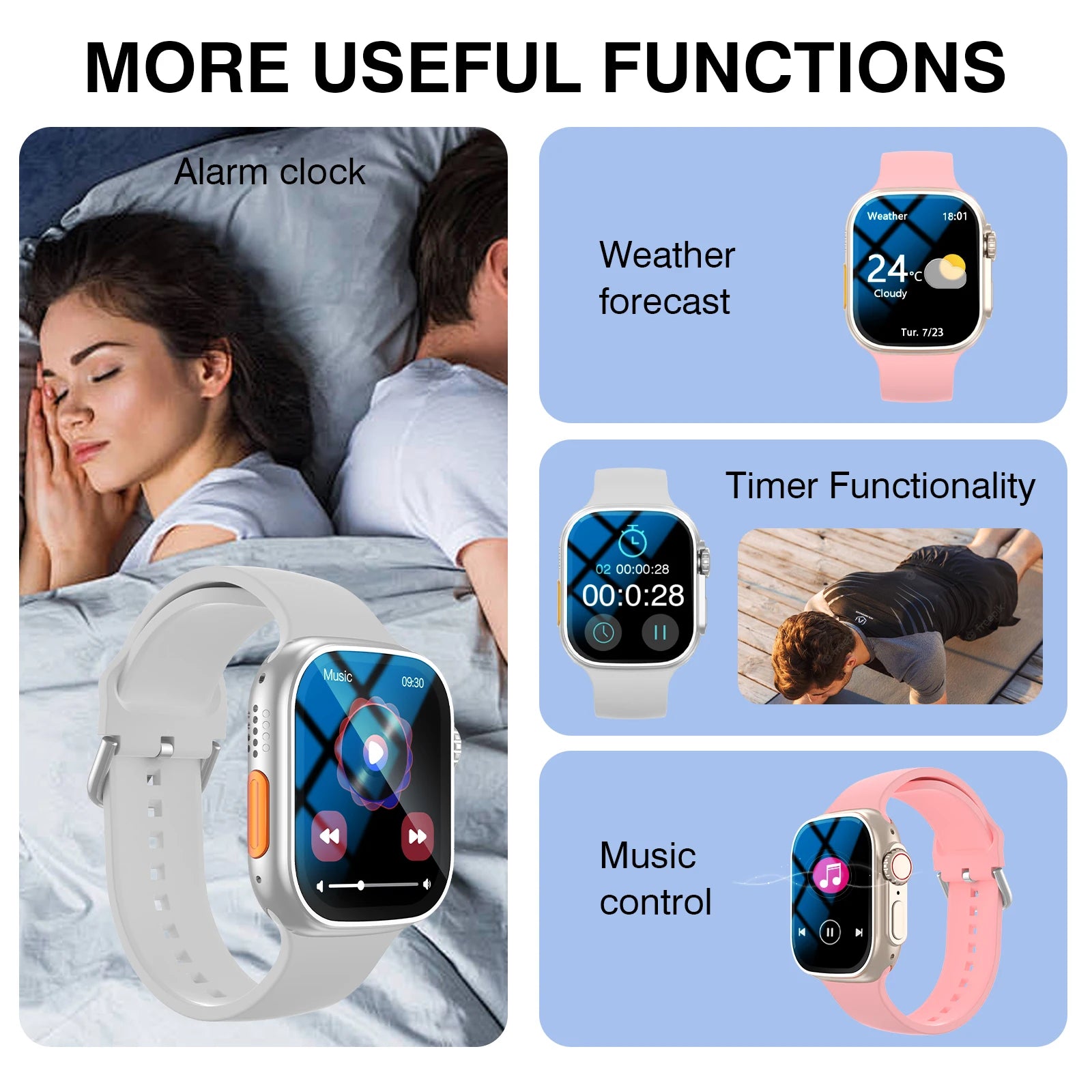 2026 Smart Watch with Wireless Calling, Weather Forecast & Sports Mode, DIY Wallpaper SMS Alerts Silicone Strap for Men Women