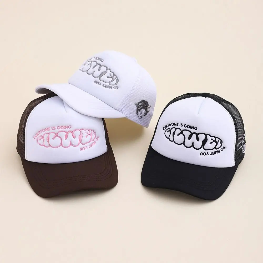 "Everyone Is Going" Letter Embroidered Trucker Cap - Breathable Hip-Hop Snapback Hat