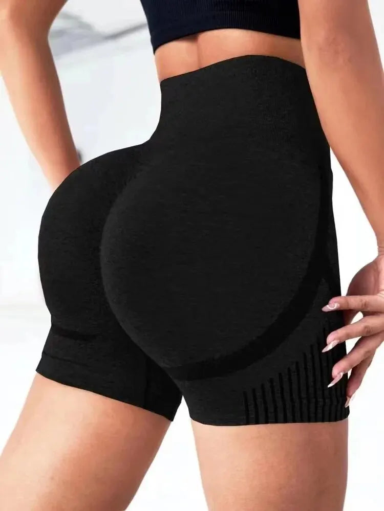 Shorts de Yoga Femininos Que Levantam o Bumbum - Shorts de Treino Sem Costura de Cintura Alta para Academia e Fitness