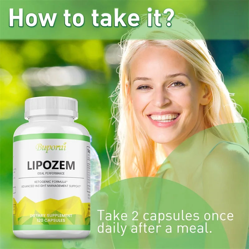 Lipozem Cápsulas para Perda de Peso - Cetona de Framboesa e Magnésio para Metabolismo e Energia