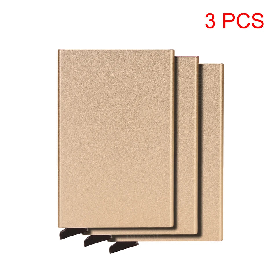 Carteira inteligente RFID, porta-cartões, fina e elegante, em metal, para homens e mulheres. Carteira minimalista com abertura automática, pequena e preta.