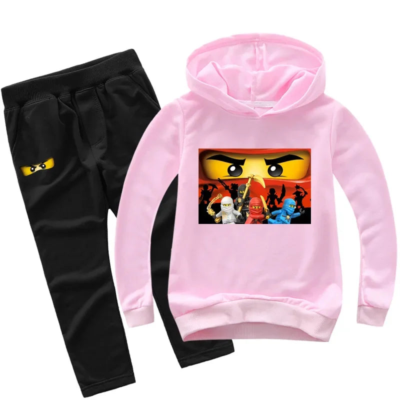 Roupas Infantis Meninos de 2 a 13 Anos Primavera Outono Conjuntos de Roupas Infantis Moletons Calças Conjunto de 2 Peças Agasalho Anime Casaco