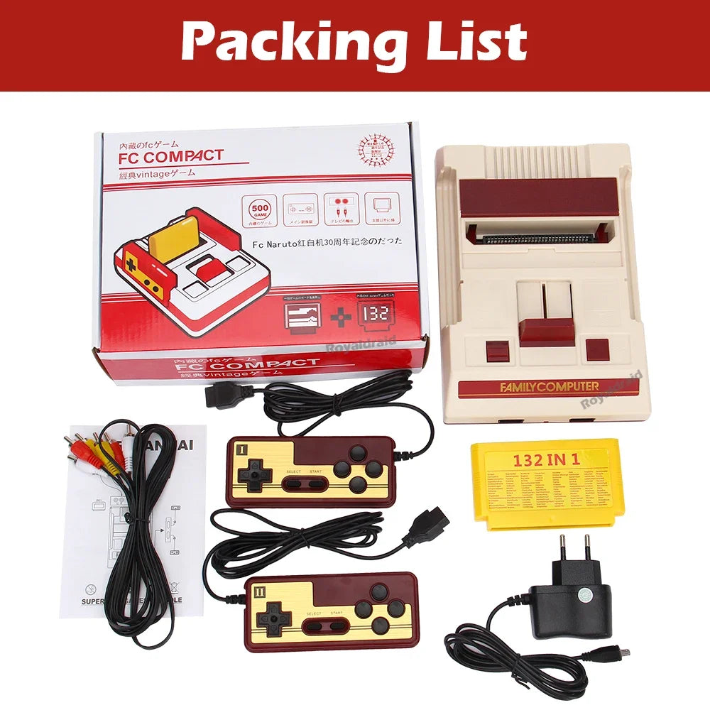 Console de jogos retrô de 8 bits - 500 jogos integrados com suporte para cartuchos