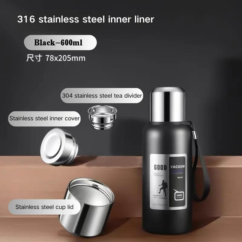 Garrafa Térmica Grande Isolada em Aço Inoxidável - 600ml-2000ml
