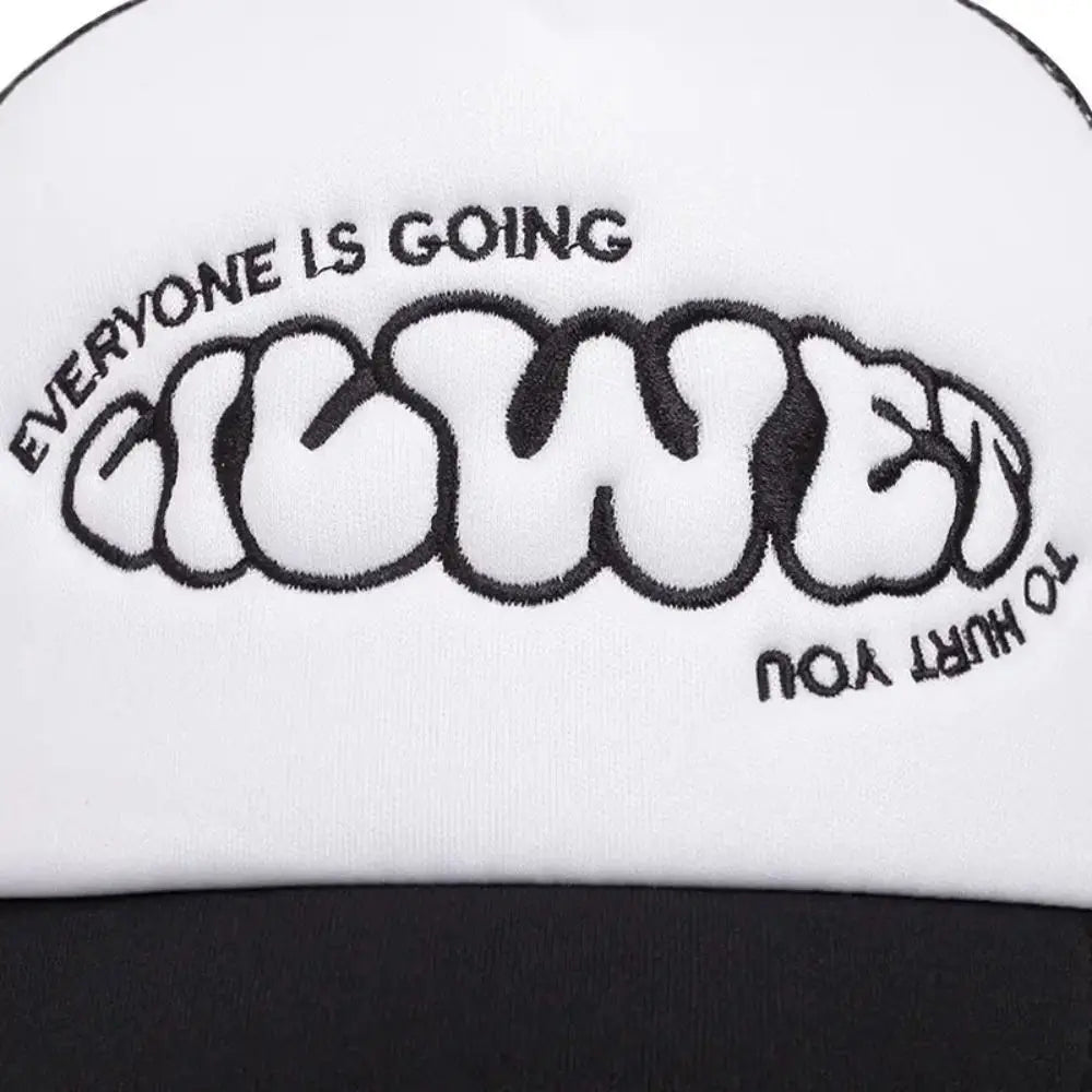 "Everyone Is Going" Letter Embroidered Trucker Cap - Breathable Hip-Hop Snapback Hat