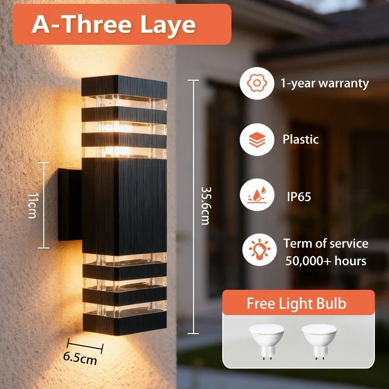 Luminária de parede LED inteligente com sensor de movimento - Luminária externa à prova d'água para varanda e jardim (110V-220V)