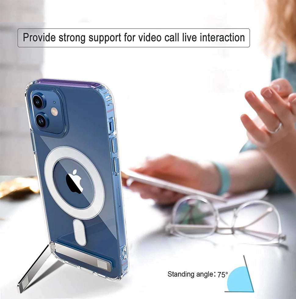 Magnetic iPhone Case with Kickstand – Clear Transparent Cover