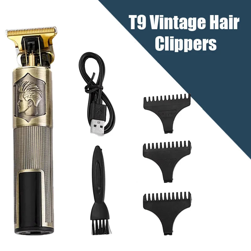 T9 Electric Hair Trimmer - USB Rechargeable Professional Clipper for 0mm Bald Fades