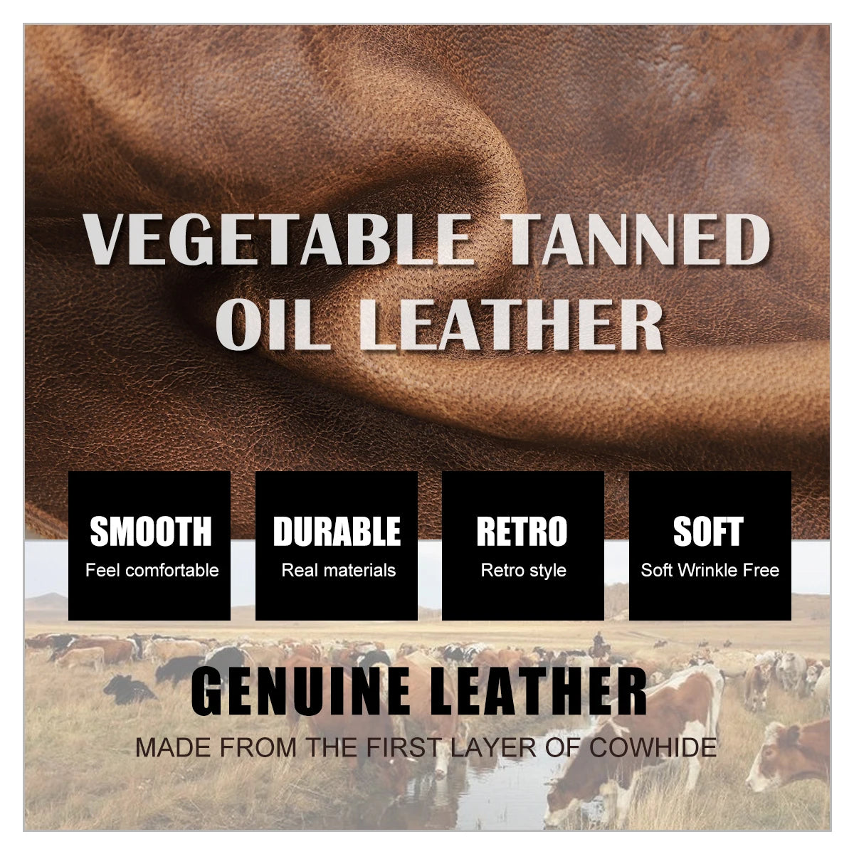 👌 Genuine Leather Trifold Wallet - Crazy Horse Cow Leather