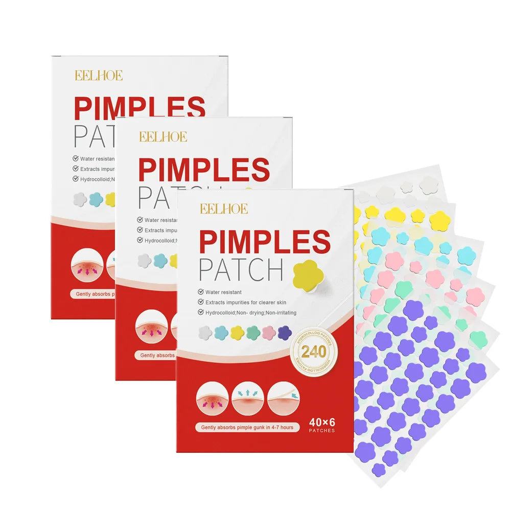 240 adesivos antiacne em formato de coração/estrela/flor/redondo. Hidratantes e eficazes para cobrir espinhas e imperfeições.