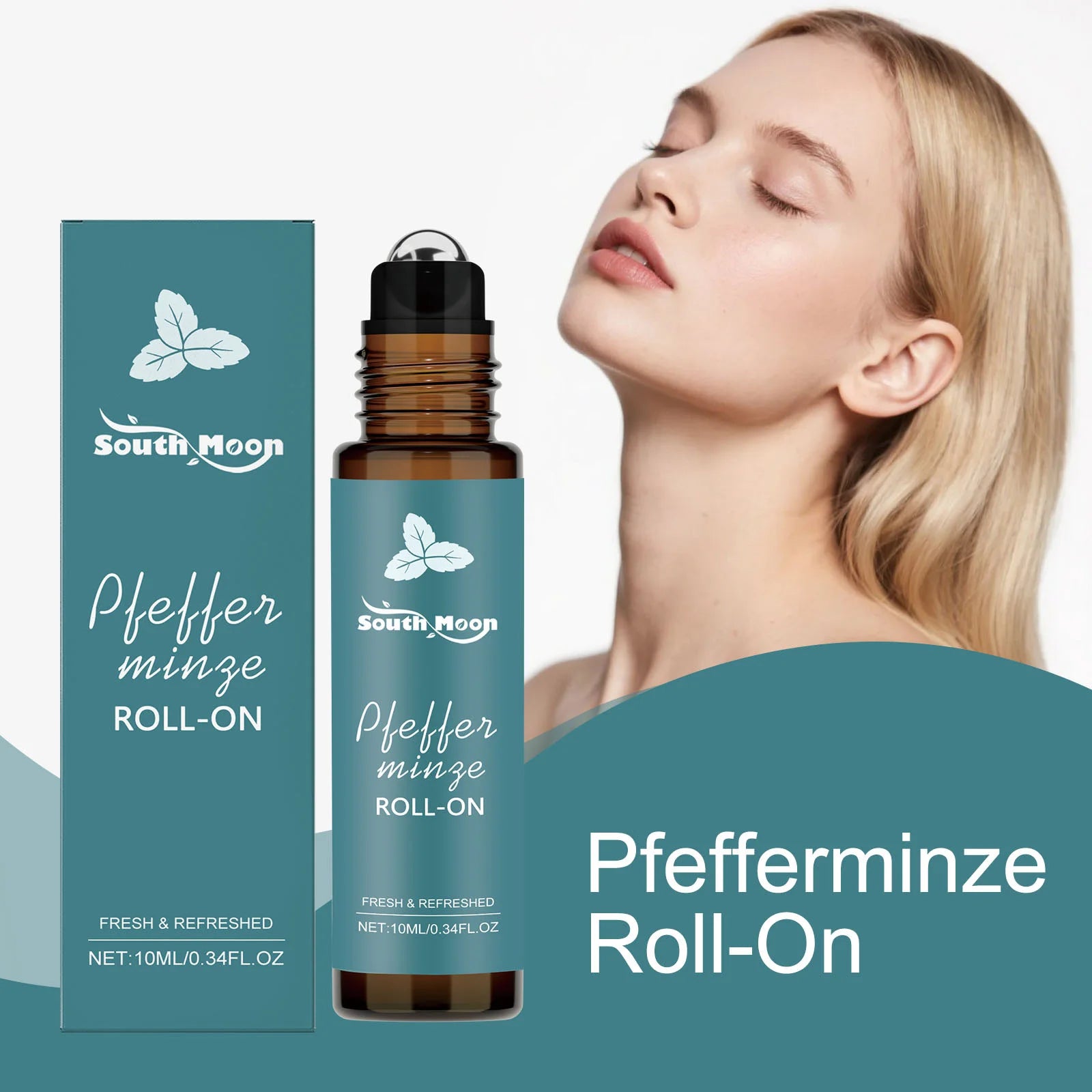 Roll-on de óleo essencial de hortelã-pimenta - Aromaterapia portátil e refrescante para relaxamento e massagem.