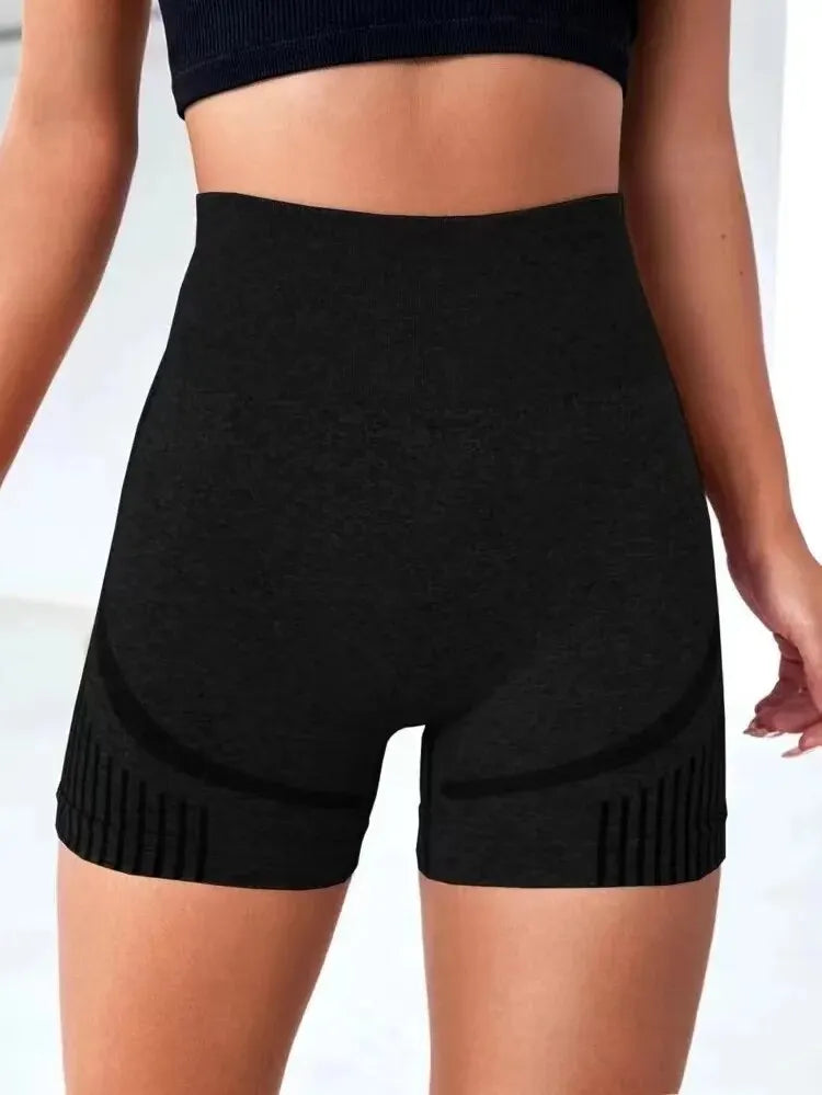 Shorts de Yoga Femininos Que Levantam o Bumbum - Shorts de Treino Sem Costura de Cintura Alta para Academia e Fitness