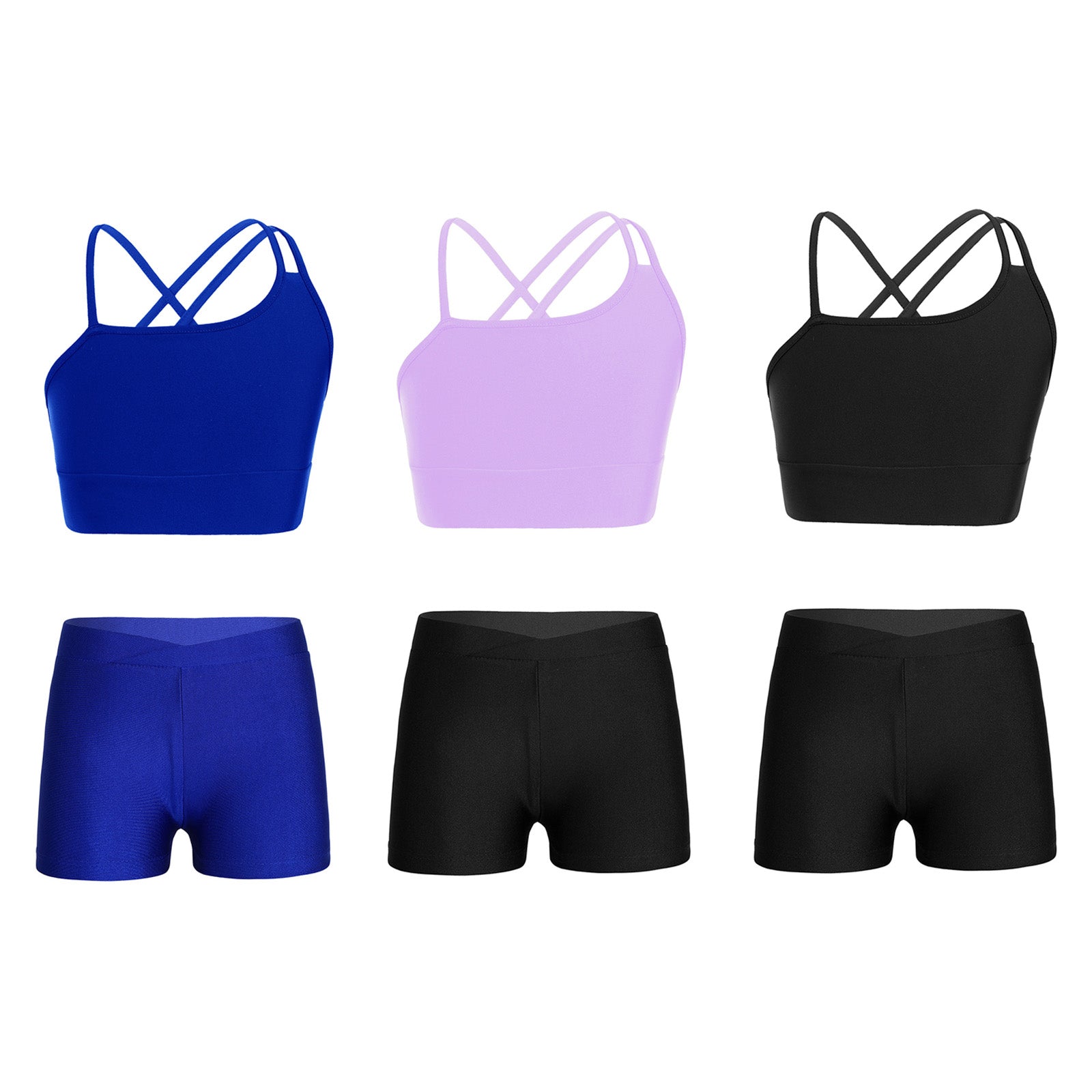 Conjunto de Top Curto e Shorts Esportivo para Meninas - Roupa Esportiva de 2 Peças para Ginástica, Dança e Treino (4-14 anos)
