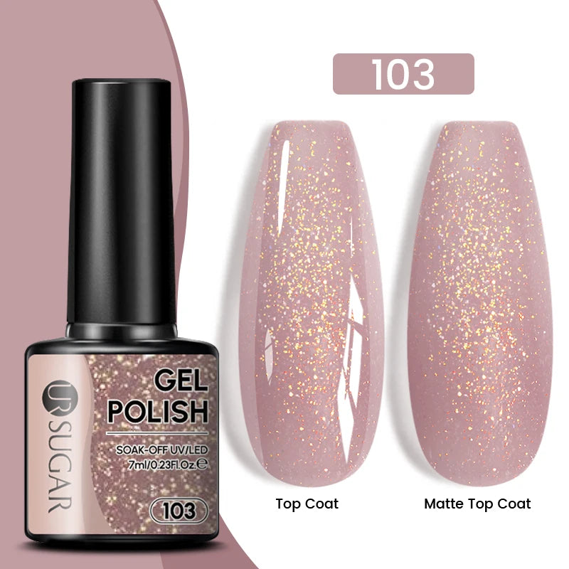 Glitter Gel Nail Polish – Semi-Permanent UV LED Gel with Sparkling Shimmer Finish