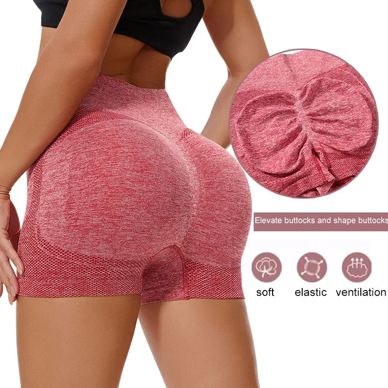 Shorts de Yoga Feminino Cintura Alta Treino Fitness Yoga Levanta Bumbum Shorts de Fitness Feminino Yoga Academia Corrida Calças Curtas Esportivas