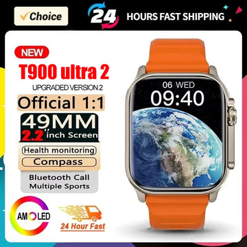 T900 Ultra 2 Smart Watch – 49mm AMOLED, Bluetooth Calls, NFC, IP65 Waterproof