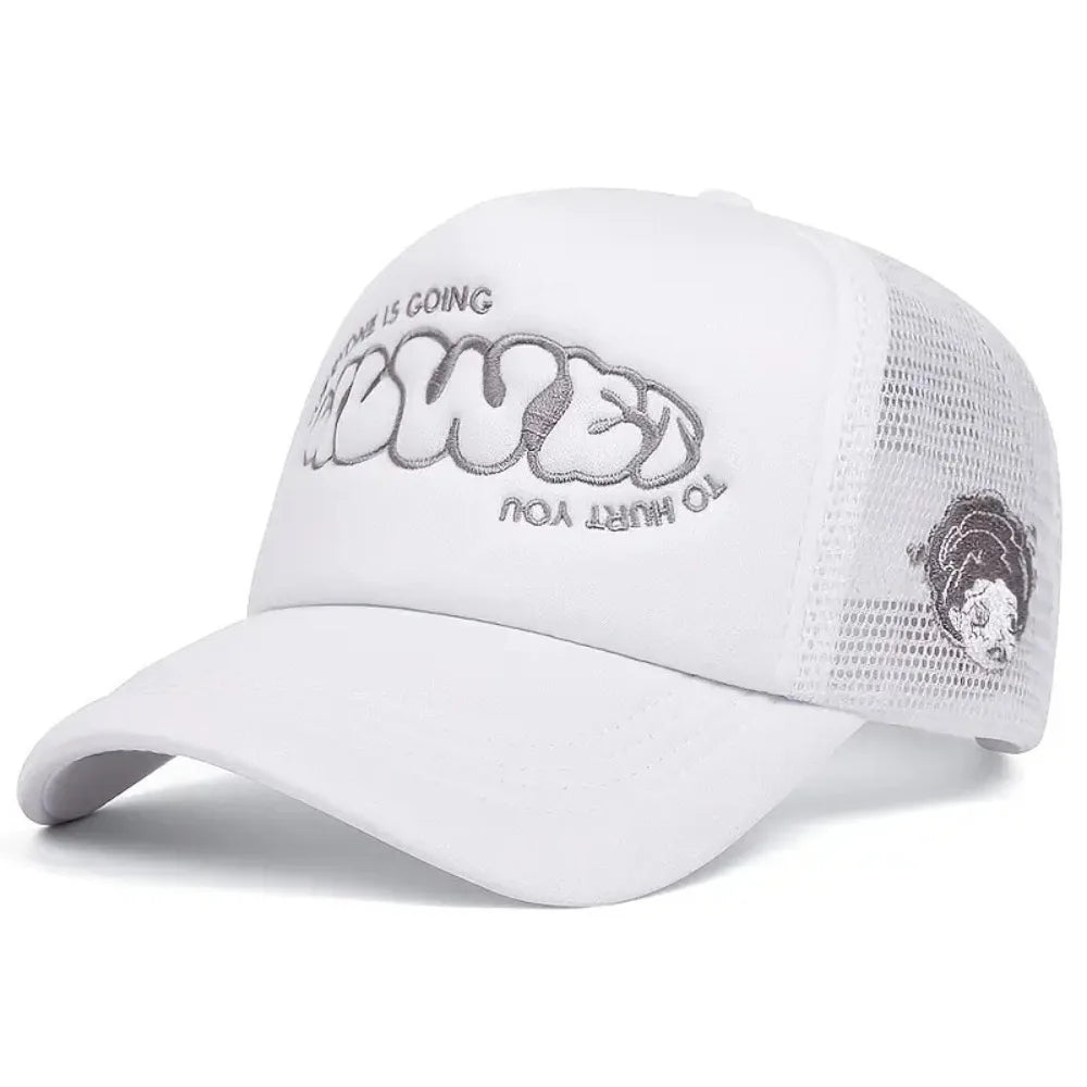"Everyone Is Going" Letter Embroidered Trucker Cap - Breathable Hip-Hop Snapback Hat