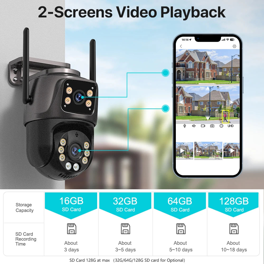 Outdoor WiFi PTZ Security Camera – AI Auto Tracking