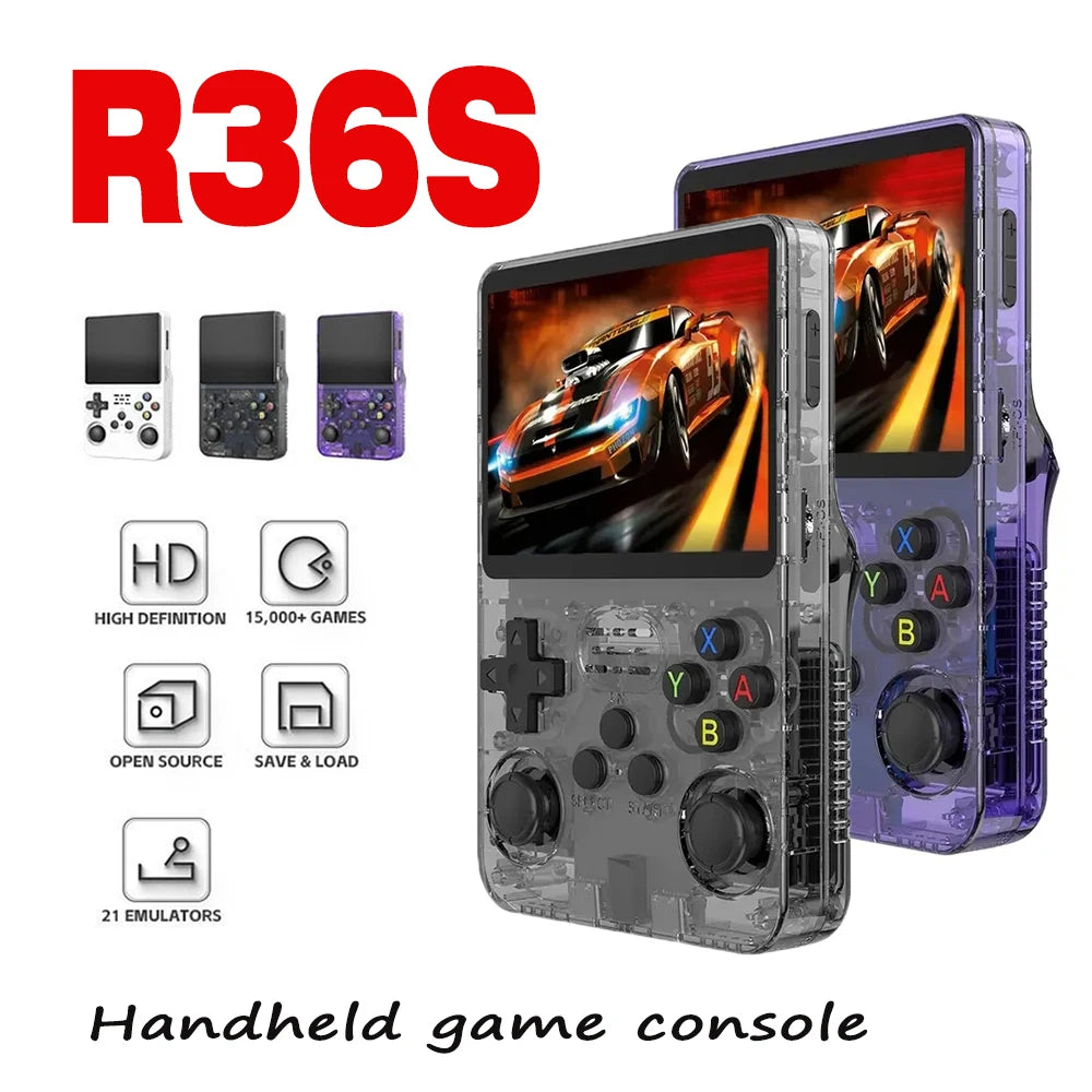 Console de jogos portátil retrô R36S - Sistema Linux de 3,5" com 128 GB de memória.