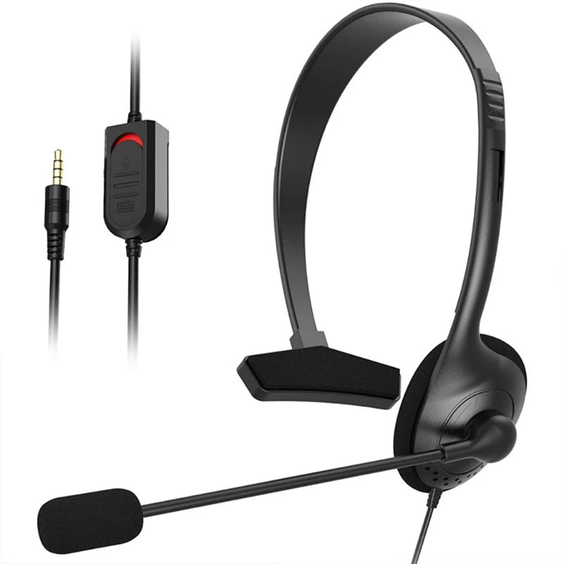 Headset USB com Microfone de Um Lado Fone de Ouvido Leve para Computador com Fio para Call Center PC/Notebook/Computador