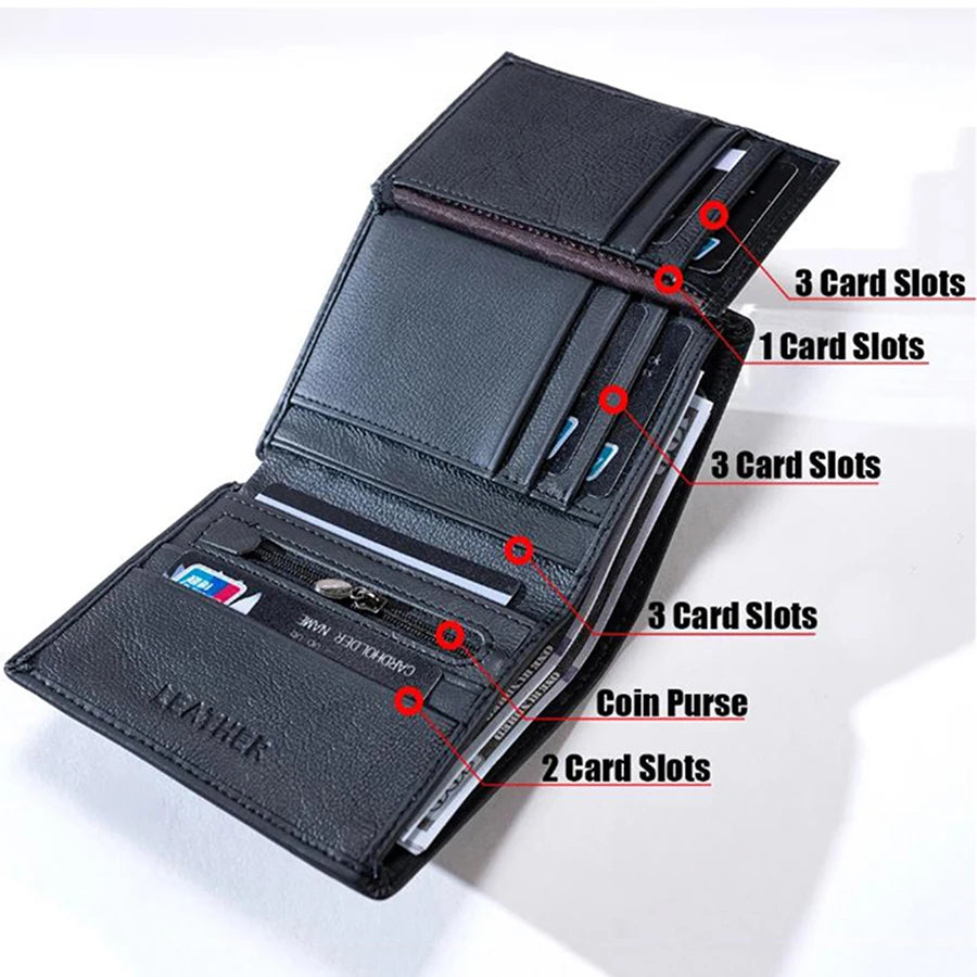 🛡️ Genuine Leather RFID Wallet - 8 Compartments, Business Style
