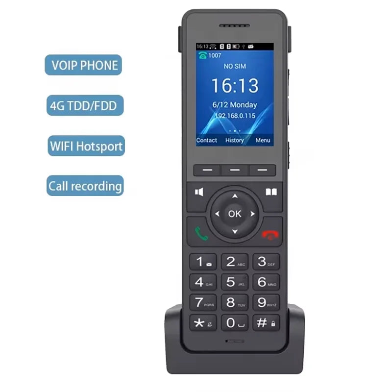 Telefone de Mesa VoIP WiFi 4G LTE - Telefone SIP Sem Fio com Tela de 2,4" e Conferência de 3 Vias