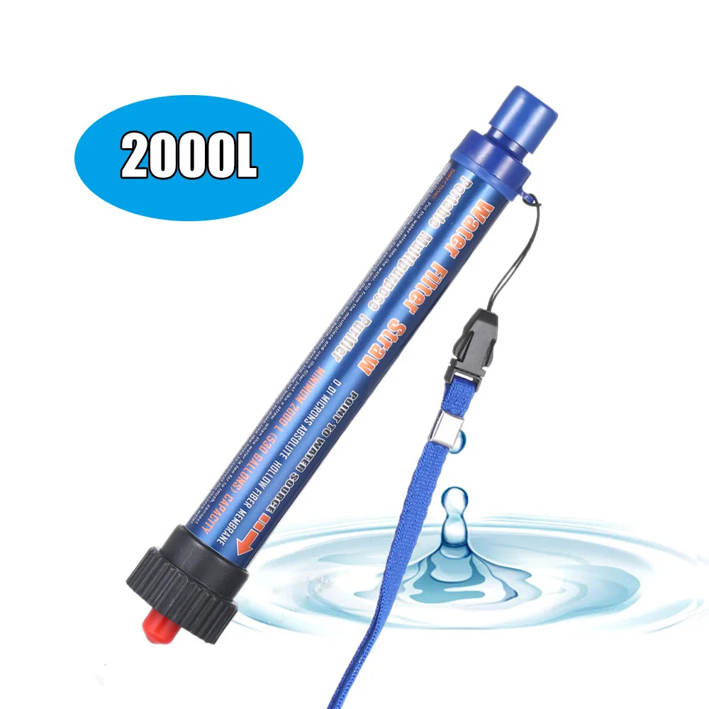 Filtro de Água Portátil tipo Canudo - Sistema de Filtragem para Sobrevivência em Emergências, Acampamento e Trilhas