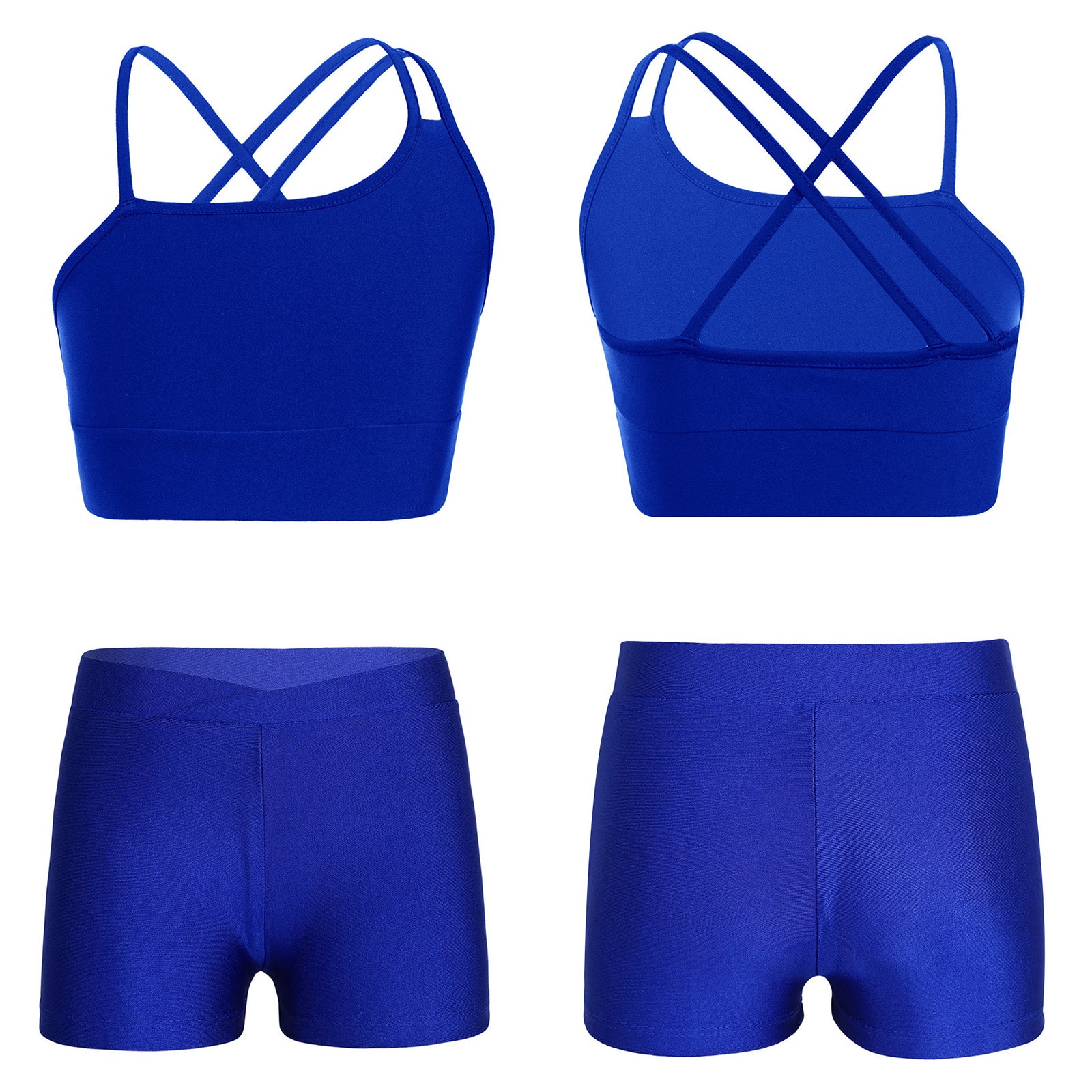 Conjunto de Top Curto e Shorts Esportivo para Meninas - Roupa Esportiva de 2 Peças para Ginástica, Dança e Treino (4-14 anos)