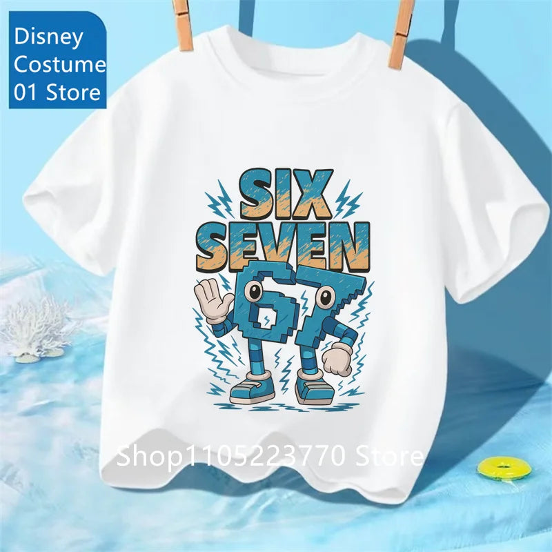 Cartoon Print Kids T-Shirt – Cute Short Sleeve Casual Tee for Boys & Girls