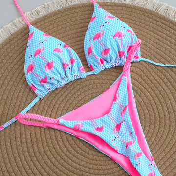 Conjunto de biquíni brasileiro sexy com bojo push-up, maiô de duas peças com calcinha triangular de amarrar na lateral, roupa de banho para praia e natação.