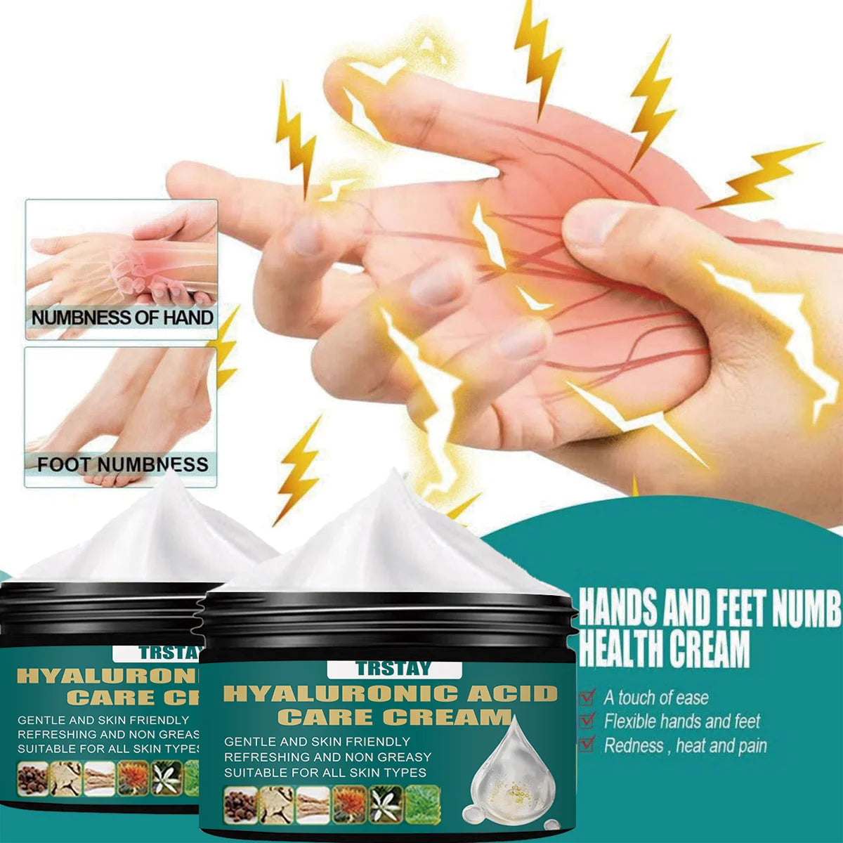 Creme para aliviar o formigamento nas mãos e nos pés - Compre 1 e leve o segundo com 50% de desconto.