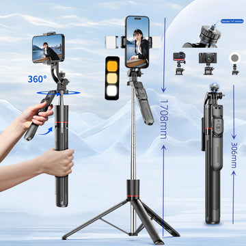 Selfie Stick Tripod with Fill Light – Bluetooth Remote